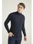 Slim Fit Lacivert Fitilli Pamuk Karışımlı Boğazlı Triko Kazak 5HF06ORT63100 2