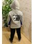 Erkek Çocuk Gri Saks Parçalı Fermuarlı Cepli Kapşonlu Arkası Baskılı Sweatshirt 4