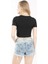 Kruvaze Siyah Crop Örme Bluz 4