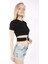 Mınt.21 Halka Detaylı Kruvaze Crop Siyah Örme Bluz 3