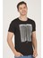 Pamuk Soyut Baskılı Bisiklet Yaka Erkek T-Shirt Siyah 3