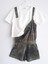 Haki Batik Kız Çocuk Yazlık Şortlu Salopet Tulum ve Tshirt 2