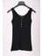 Siyah Kalın Askılı Düğme Detaylı Pamuk Slim Fit Atlet T-Shirt 1