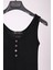 Siyah Kalın Askılı Düğme Detaylı Pamuk Slim Fit Atlet T-Shirt 2