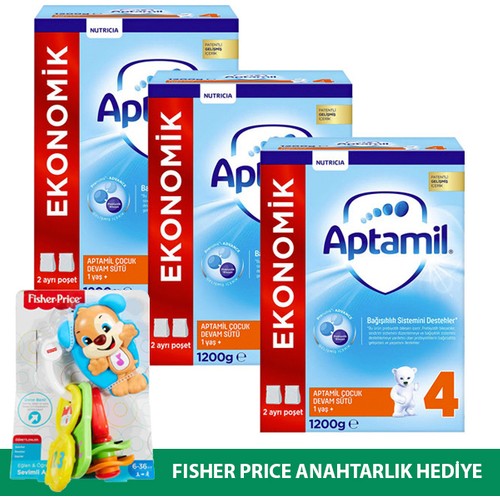 Aptamil 4 Çocuk Devam Sütü Yeni Formül 1200 gr x 3 Adet + Oyuncak Aptamil 4 Çocuk Devam Sütü Yeni Formül 1200 gr x 3 Adet + Oyuncak