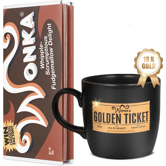 Mabbels Willy Wonka Çikolata Defteri + Altın Bilet Mug