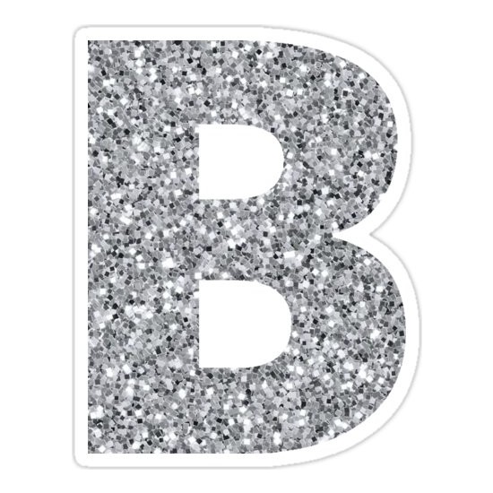 Universal B Gümüş Blok Monogram | gümüş Parıltı | blok Harf Baş Harfleri Sticker Araba Oto Arma Duvar Sticker