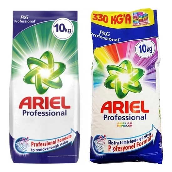 Ariel Professional 10 kg Beyazlar + Ariel Professional 10 kg Parlak Renkler Toz Deterjan