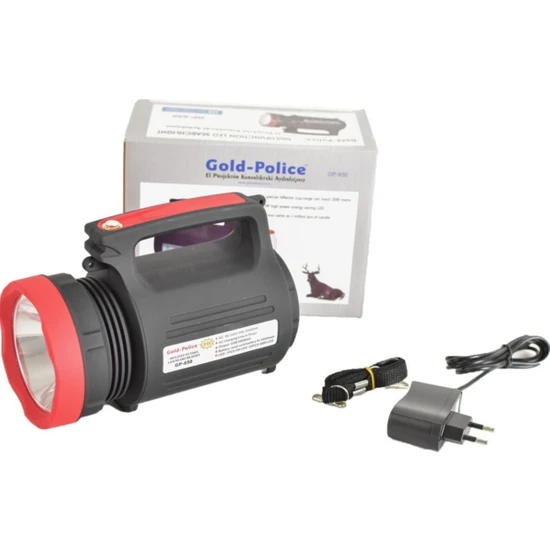 Gold Police GP-650 Şarj Edilebilir El Projektörü (Powerbanklı)