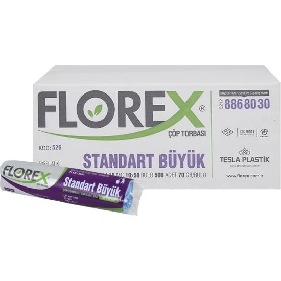 Florex Standart Büyük Boy Mavi Çöp Poşeti X 50 Rulo
