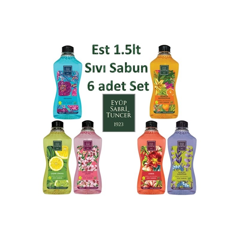 Eyüp Sabri Tuncer Doğal Zeytinyağlı Kokusuz Sıvı Sabun 6'lı Set 1.5 lt Pratik Kullanım için