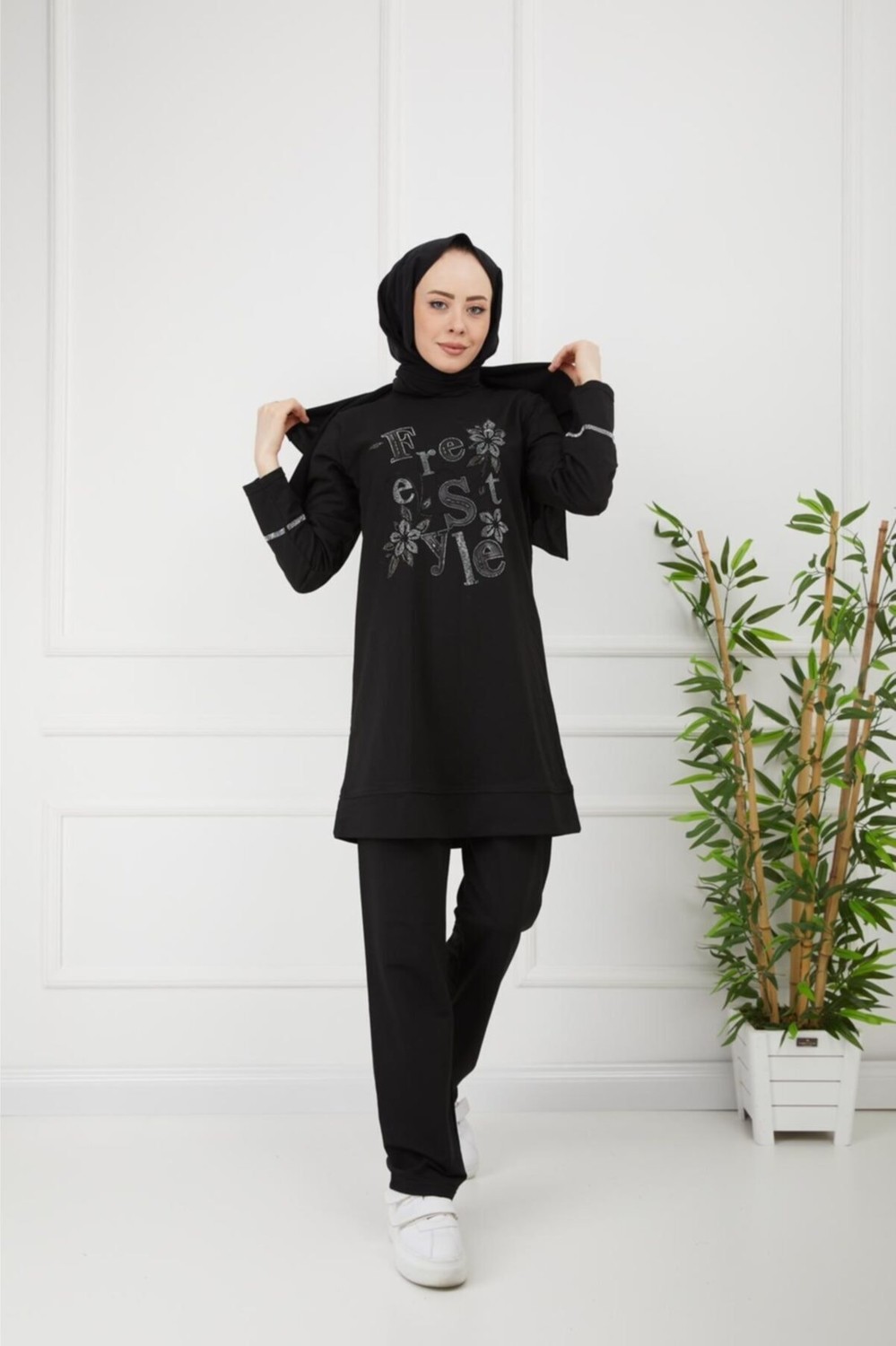 Cng Moda Siyah Style Taşlı Ikili Takım Ikili Takım
