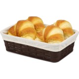 Hasır Desenli Ekmek Sepeti Köşeli  175 x 255 x 72 mm. Bez Kaplamalı