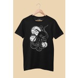 Artaport Design Unisex Ahtapot Tasarım Baskılı Siyah T-Shirt