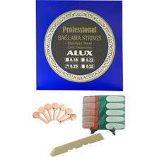 Alux 0,20 Uzun Sap Bağlama Teli+7 Adet Bağlama Burgusu+10 Adet Tezene + Alt Eşik