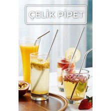 Ucuzal 2'li Paslanmaz Metal Pipet + Temizleme Fırçası