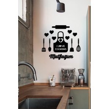 Mıgnatıs - Mutfağım I Love Cooking Önlük Lazer Kesim Duvar Oda Ev Aksesuarı Ahşap Tablo