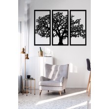 Mıgnatıs - Üçlü Ağaç Tablo Duvar Oda Ev Aksesuarı Ahşap Tablo 73X50CM