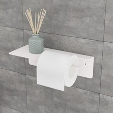 Lamizon Metal Raflı Tuvalet Kağıdı Askısı Wc Kağıt Rulo Tutucu Telefon Raflı Tuvalet Kâğıtlıkları Beyaz
