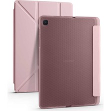 Canpay Samsung Galaxy P610 Uyumlu Kılıf Tab S6 Lite Candy-Pen Serisi Stand ve Kalem Bölmeli Rose Gold