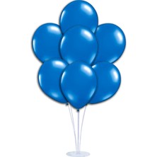 Süsle Bebek ve Parti Balon Standlı, 7 Adet - Metalik Lacivert Balon