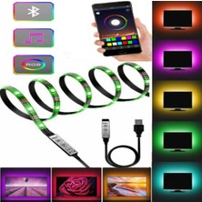 Redmoon Bluetoothlu Tv Arkası Şerit LED Işık Rgb USB Girişli Tak Çalıştır 2 Metre