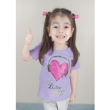 Bluence Kız Çocuk Pamuklu Lila T-Shirt
