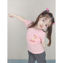Bluence Kız Çocuk Pamuklu Pembe T-Shirt