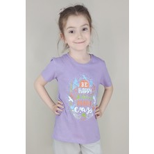 Bluence Kız Garson Pamuklu Lila T-Shirt