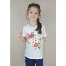 Bluence Kız Garson Pamuklu Beyaz T-Shirt