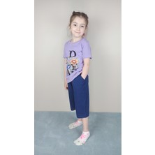 Bluence Kız Garson Pamuklu Lila Kapri Takım