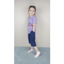 Bluence Kız Garson Pamuklu Lila Kapri Takım