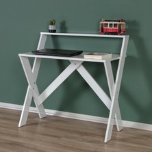 Enda Home X Ayaklı Raflı Ders Çalışma Masası 50x90 cm Beyaz