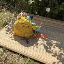 Pafuli El Örgüsü Sloganlı Kroşe Sarı Çanta "life Is Beautiful"