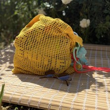 Pafuli El Örgüsü Sloganlı Kroşe Sarı Çanta "life Is Beautiful"