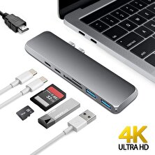 Daytona CF03 Macbook Uyumlu Type-C to 4K 1080p HDMI 2* USB 3.0 SD TF PD USB-C Okuyucu 7IN2 Çevirici Hub Adaptör