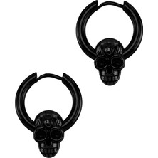 Labalaba Erkek Halka Model Kurukafa Objeli Çelik Küpe