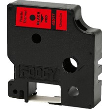 Foogy 45017 Dymo D1 Etiket Muadili 12 mm 7 mt Kırmızı Siyah