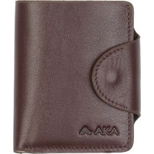 Aka Deri Düz Kahve Deri Erkek Cüzdanı 057