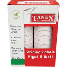 Tanex 16x23 mm Çizgisiz Beyaz Etiket 1 Rulo 1000 Adet