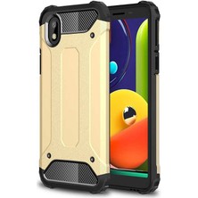 kilifone - Samsung Galaxy A01 Core - Kılıf Çift Katman Zırh Tank Crash Military Kapak - Gold - T16754