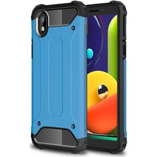 kilifone - Samsung Galaxy A01 Core - Kılıf Çift Katman Zırh Tank Crash Military Kapak - Mavi - T16754