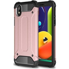 kilifone - Samsung Galaxy A01 Core - Kılıf Çift Katman Zırh Tank Crash Military Kapak - Rose Gold - T16754