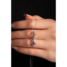 Zarif Silver Iki Renkli Rose-Beyaz Sonsuz Aşk Kadın Gümüş Kolye 925 Ayar