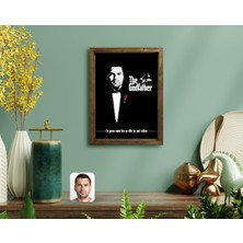BK Kişiye Özel Godfather Baba Tasarımlı Doğal Masif Ahşap Çerçeveli Tablo-3