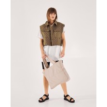 Gloree Kadın Kabartmalı Puf Kumaş Shopper Çanta