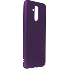 Nevarium Huawei Mate 20 Lite Kılıf Yumuşak Dokulu Silikon + Ekran Koruyucu Cam Mürdüm