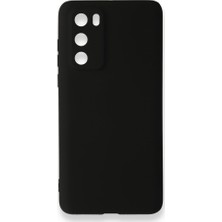 Nevarium Huawei P40 Kılıf Yumuşak Dokulu Silikon + Ekran Koruyucu Cam Siyah