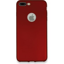 Nevarium iPhone 7 Plus Kılıf Yumuşak Dokulu Silikon + Ekran Koruyucu Cam Bordo