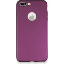 Nevarium iPhone 7 Plus Kılıf Yumuşak Dokulu Silikon + Ekran Koruyucu Cam Mürdüm